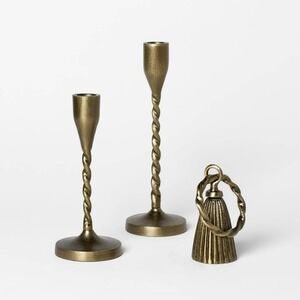 3pc Metal Taper Candle Holders & Candle Snuffer Set  Threshold Studio McGee